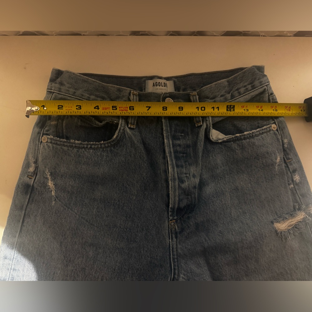 AGOLDE 90's High Rise Pinch Waist Straight Jeans Size 27 Button Fly Distressed - Picture 11 of 14